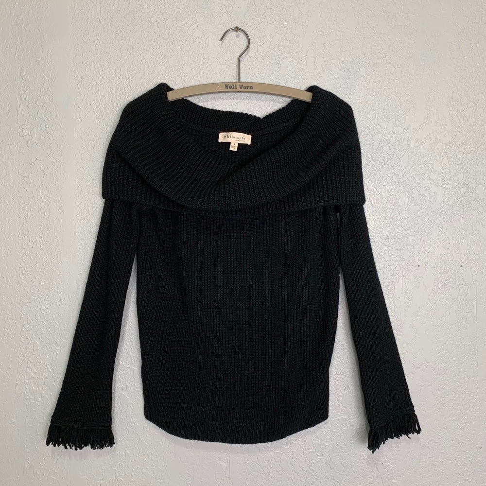 Philosophy wool blend knit big cowl neck sweater